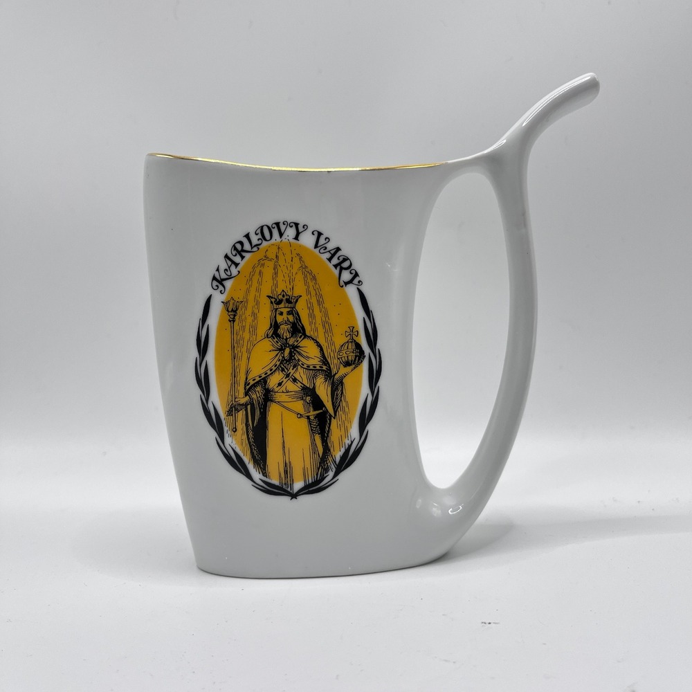 Vintage Karlovy Vary Spa Cup Porcelain Mineral Water Sipper Czechoslovakia